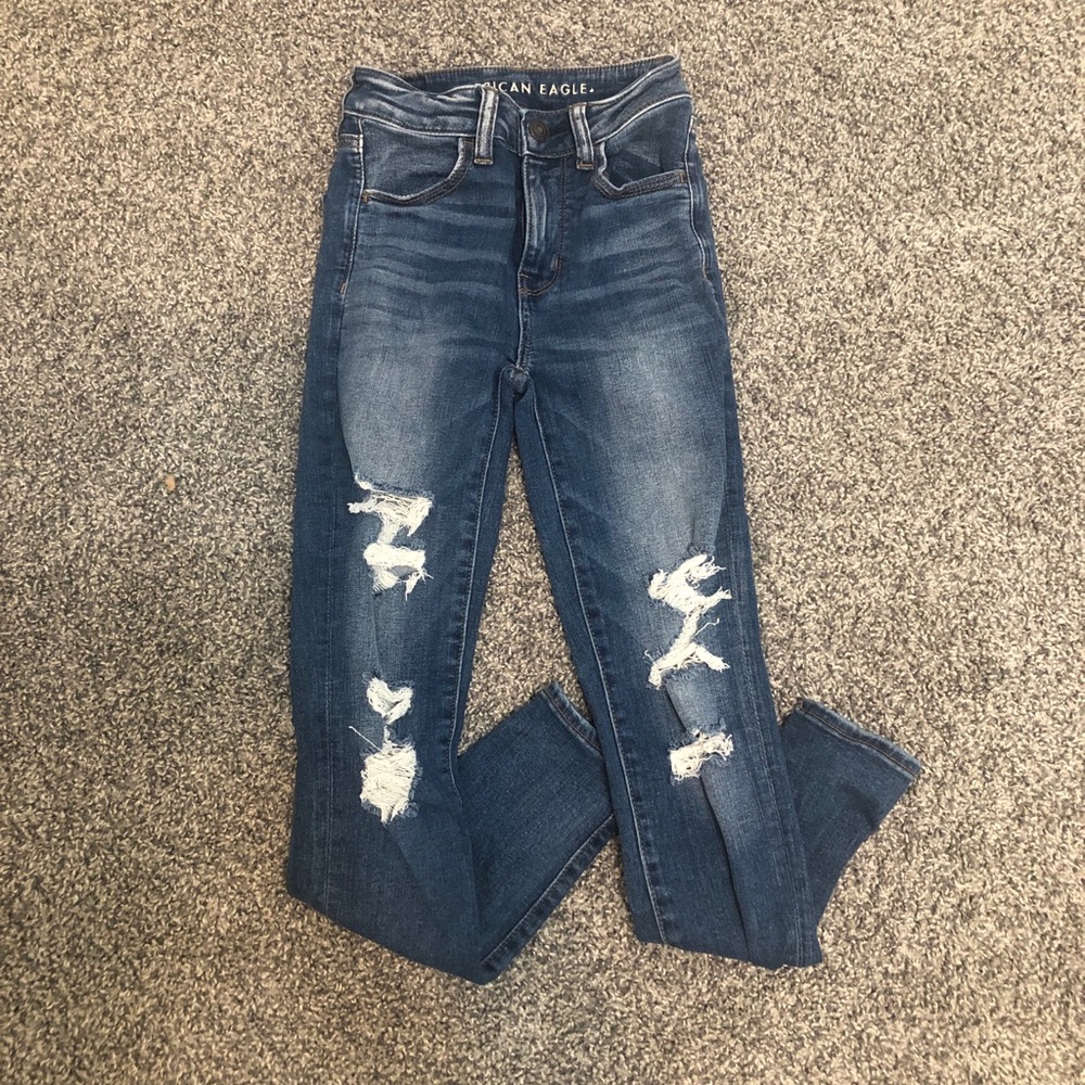 American eagle dark wash ripped 00 jeans